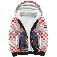 Personalized Croatia National Day Sherpa Hoodie Croatian Kuna Heritage Iris Floral