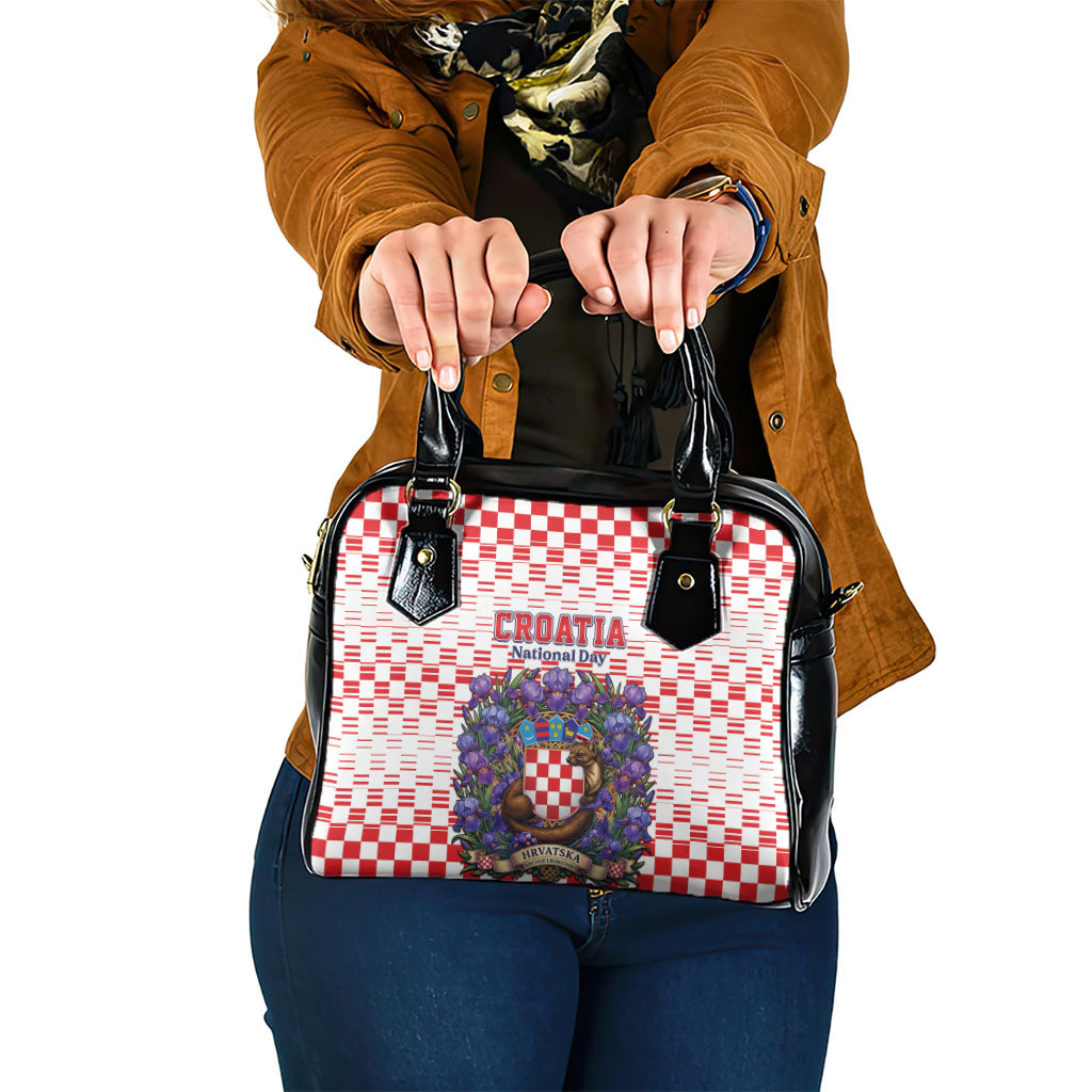 Croatia National Day Shoulder Handbag Croatian Kuna Heritage Iris Floral