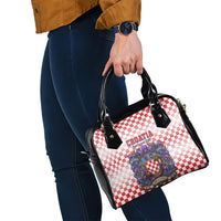 Croatia National Day Shoulder Handbag Croatian Kuna Heritage Iris Floral