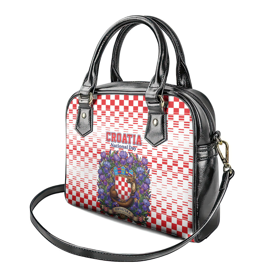 Croatia National Day Shoulder Handbag Croatian Kuna Heritage Iris Floral