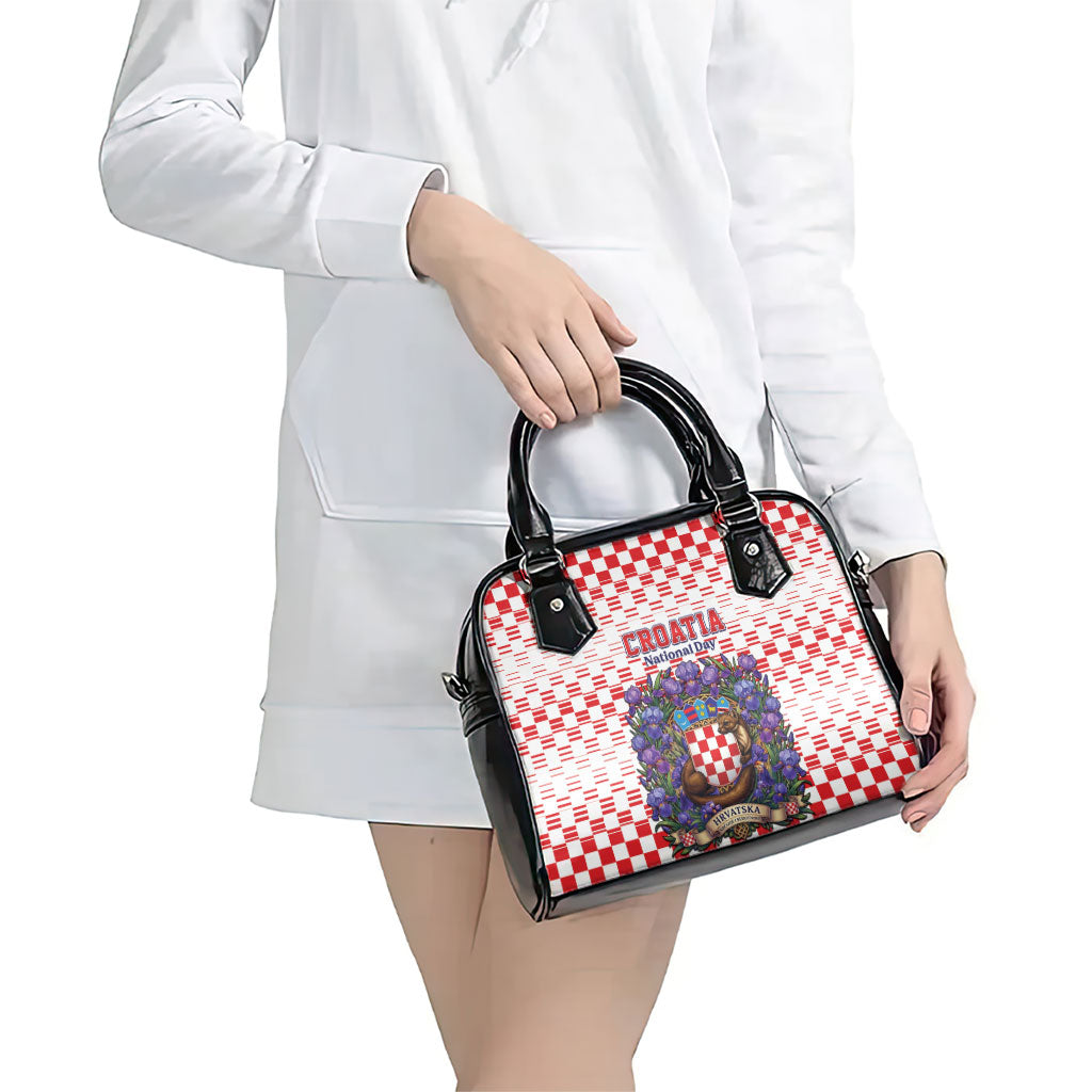 Croatia National Day Shoulder Handbag Croatian Kuna Heritage Iris Floral