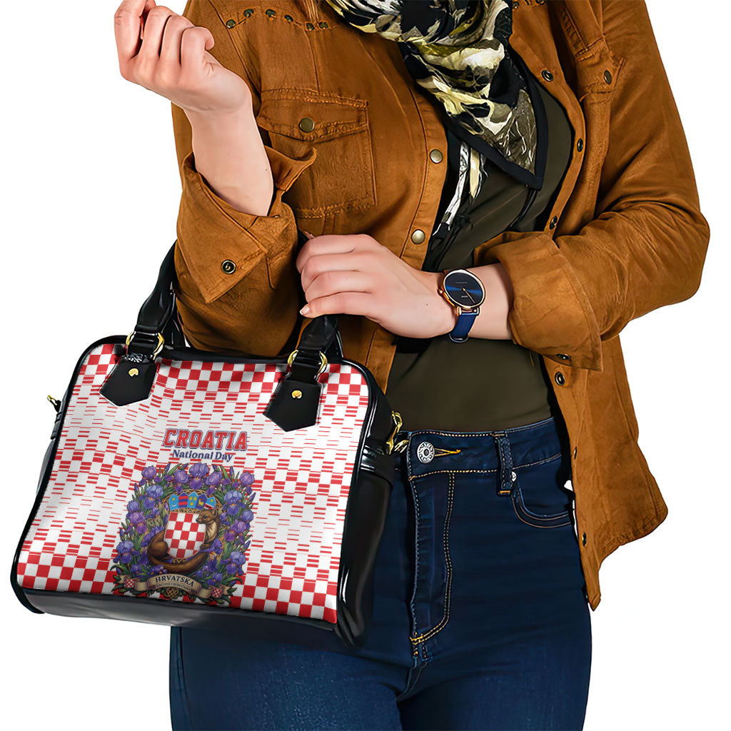 Croatia National Day Shoulder Handbag Croatian Kuna Heritage Iris Floral