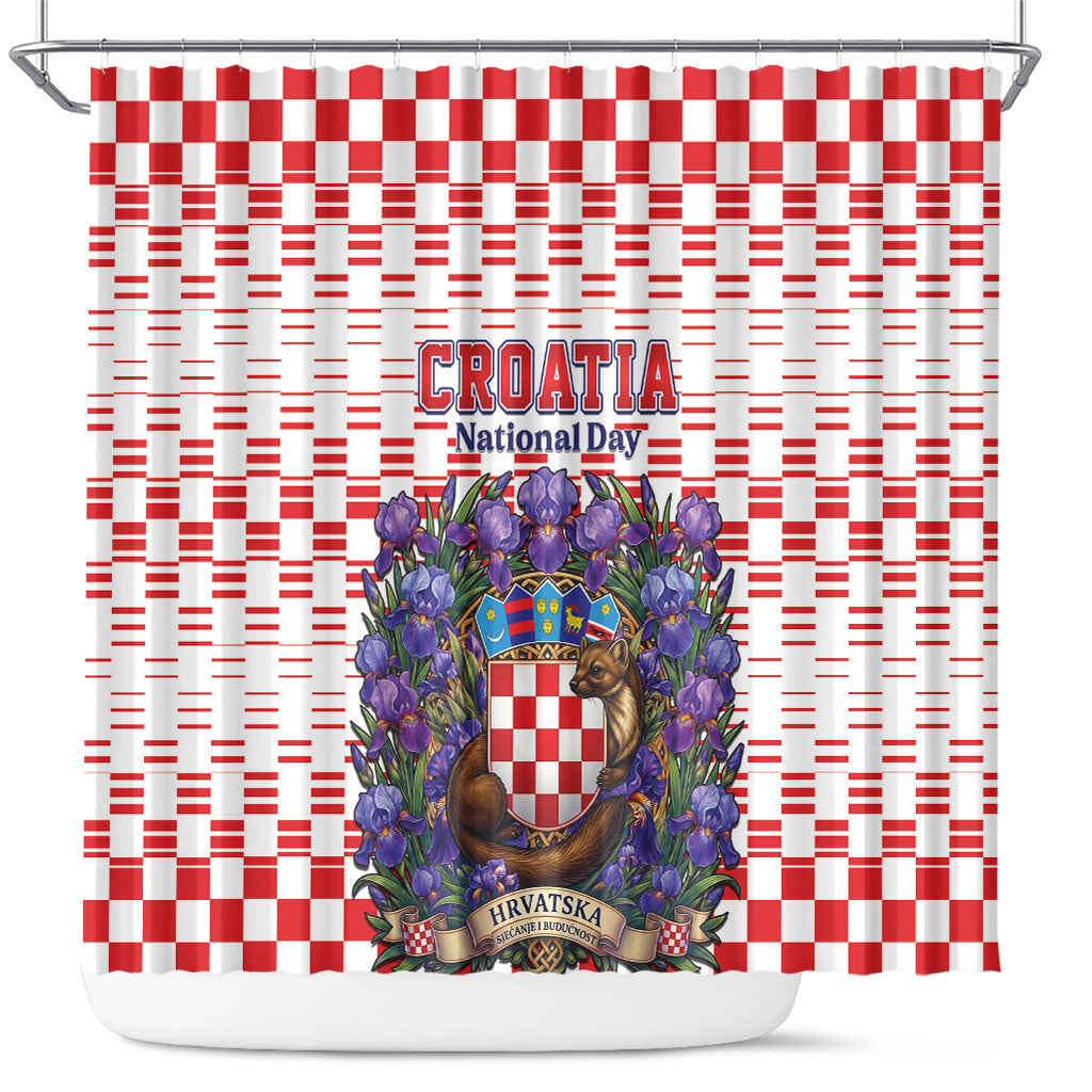 Croatia National Day Shower Curtain Croatian Kuna Heritage Iris Floral