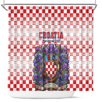 Croatia National Day Shower Curtain Croatian Kuna Heritage Iris Floral