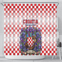 Croatia National Day Shower Curtain Croatian Kuna Heritage Iris Floral
