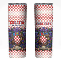 Personalized Croatia National Day Skinny Tumbler Croatian Kuna Heritage Iris Floral
