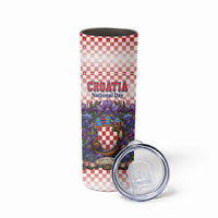 Personalized Croatia National Day Skinny Tumbler Croatian Kuna Heritage Iris Floral