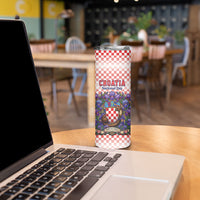 Personalized Croatia National Day Skinny Tumbler Croatian Kuna Heritage Iris Floral