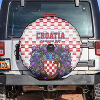 Croatia National Day Spare Tire Cover Croatian Kuna Heritage Iris Floral