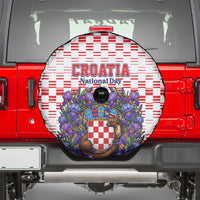 Croatia National Day Spare Tire Cover Croatian Kuna Heritage Iris Floral