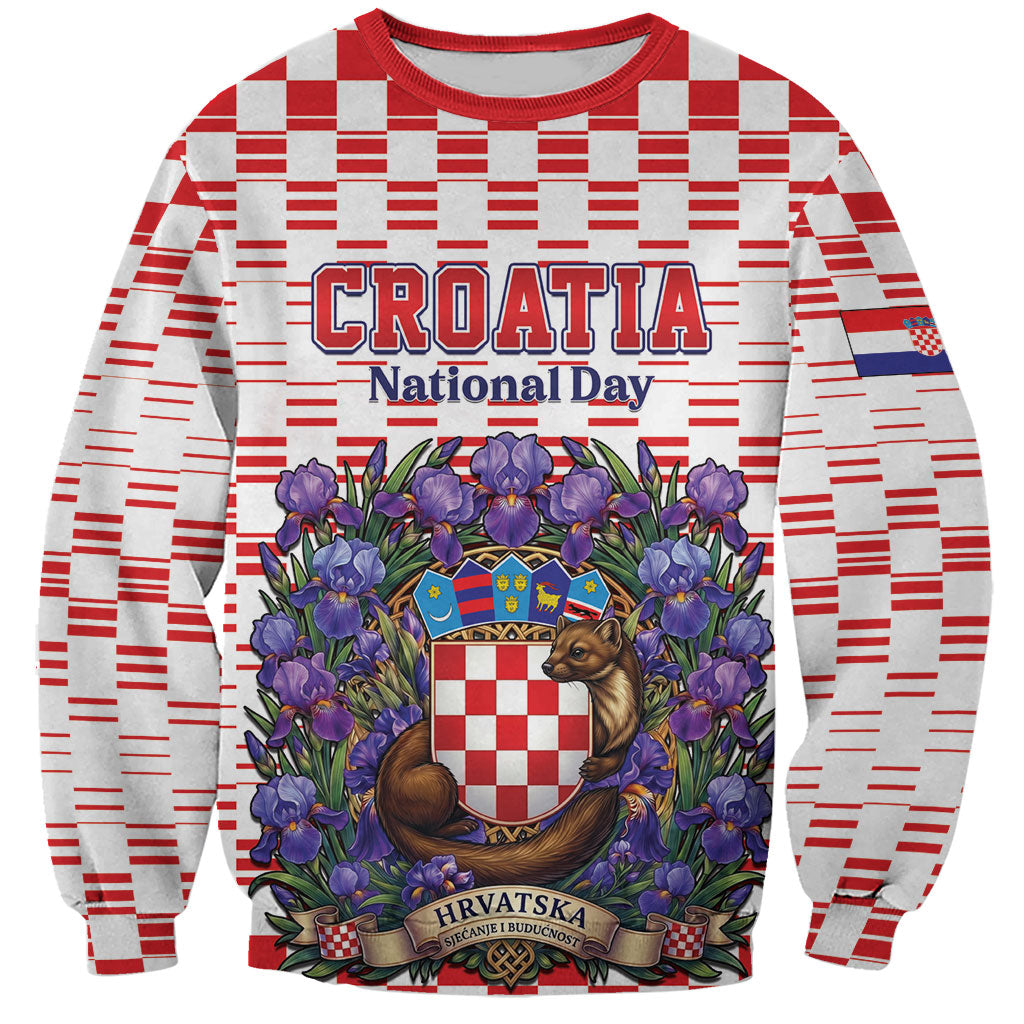 Personalized Croatia National Day Sweatshirt Croatian Kuna Heritage Iris Floral