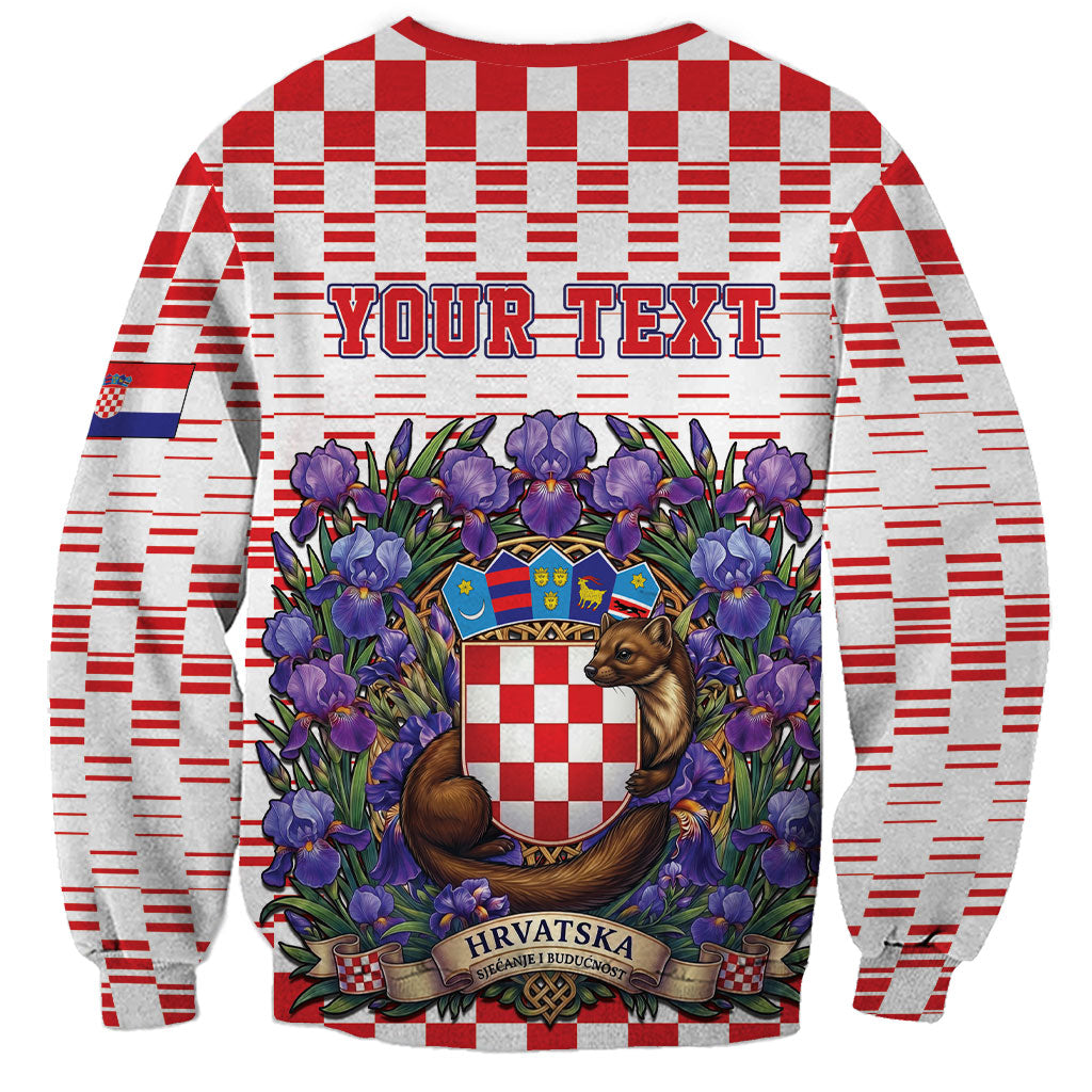 Personalized Croatia National Day Sweatshirt Croatian Kuna Heritage Iris Floral