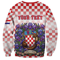 Personalized Croatia National Day Sweatshirt Croatian Kuna Heritage Iris Floral
