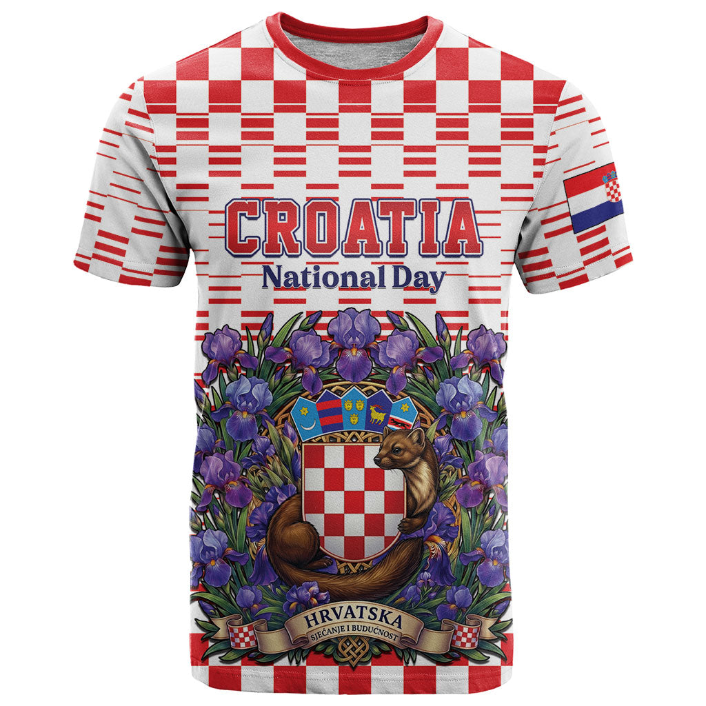 Personalized Croatia National Day T Shirt Croatian Kuna Heritage Iris Floral