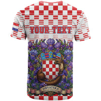 Personalized Croatia National Day T Shirt Croatian Kuna Heritage Iris Floral