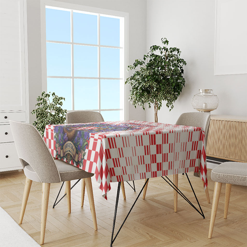 Croatia National Day Tablecloth Croatian Kuna Heritage Iris Floral