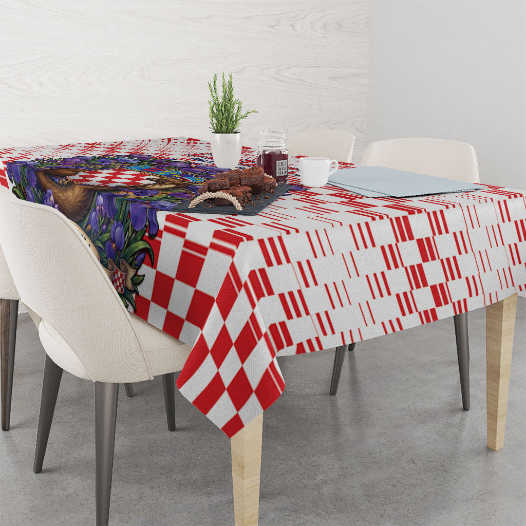 Croatia National Day Tablecloth Croatian Kuna Heritage Iris Floral
