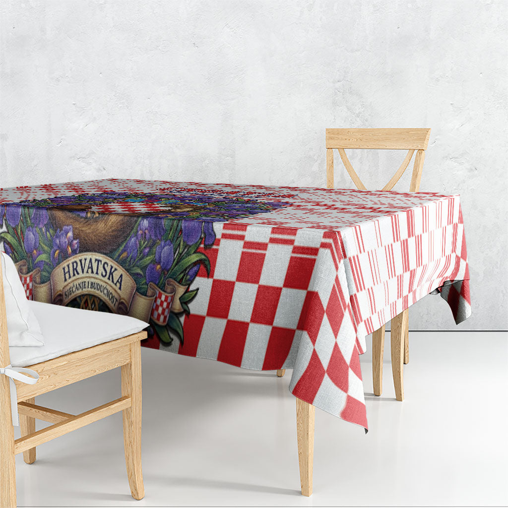 Croatia National Day Tablecloth Croatian Kuna Heritage Iris Floral