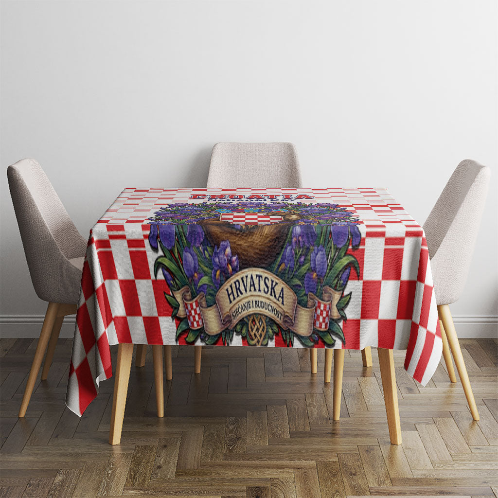 Croatia National Day Tablecloth Croatian Kuna Heritage Iris Floral