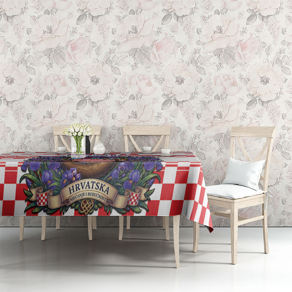 Croatia National Day Tablecloth Croatian Kuna Heritage Iris Floral