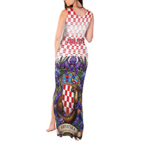 Personalized Croatia National Day Tank Maxi Dress Croatian Kuna Heritage Iris Floral