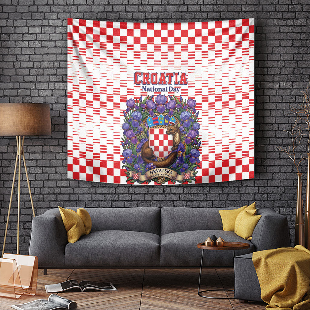 Croatia National Day Tapestry Croatian Kuna Heritage Iris Floral