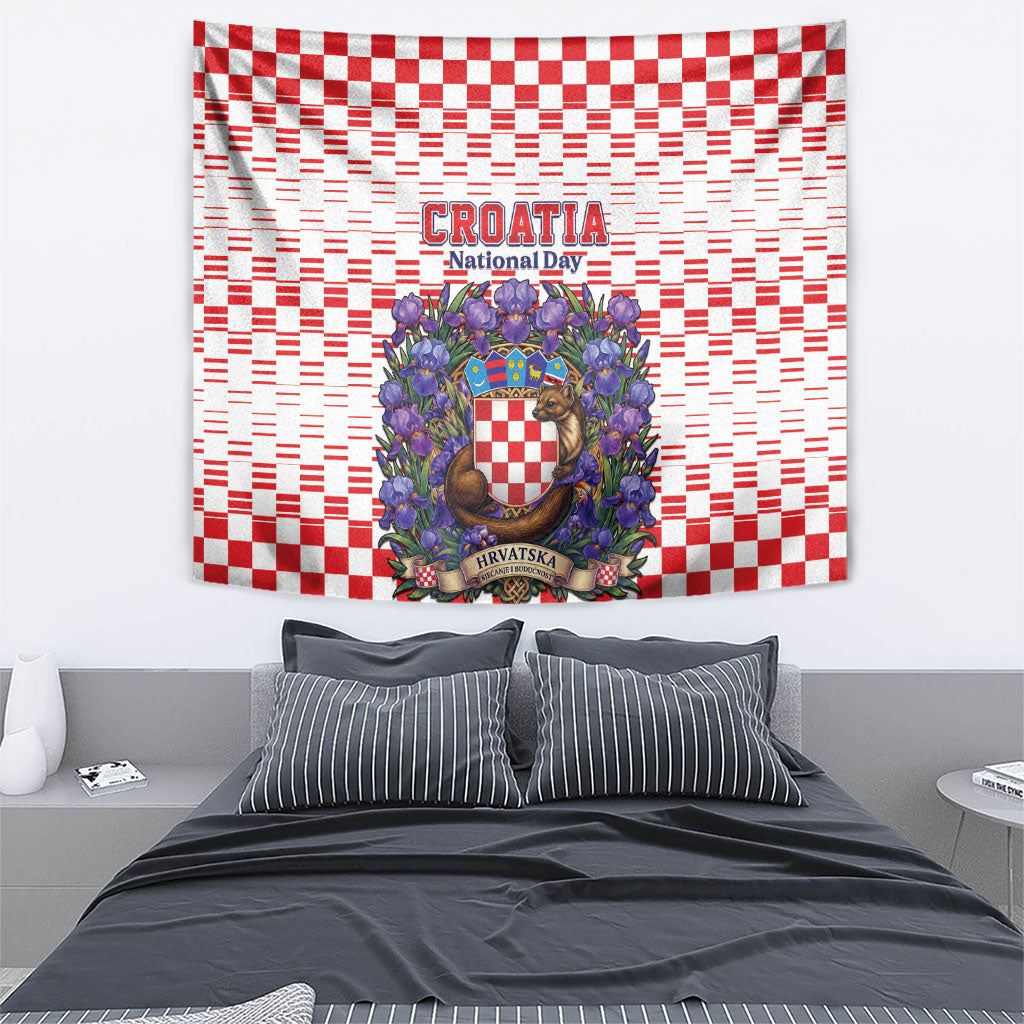 Croatia National Day Tapestry Croatian Kuna Heritage Iris Floral