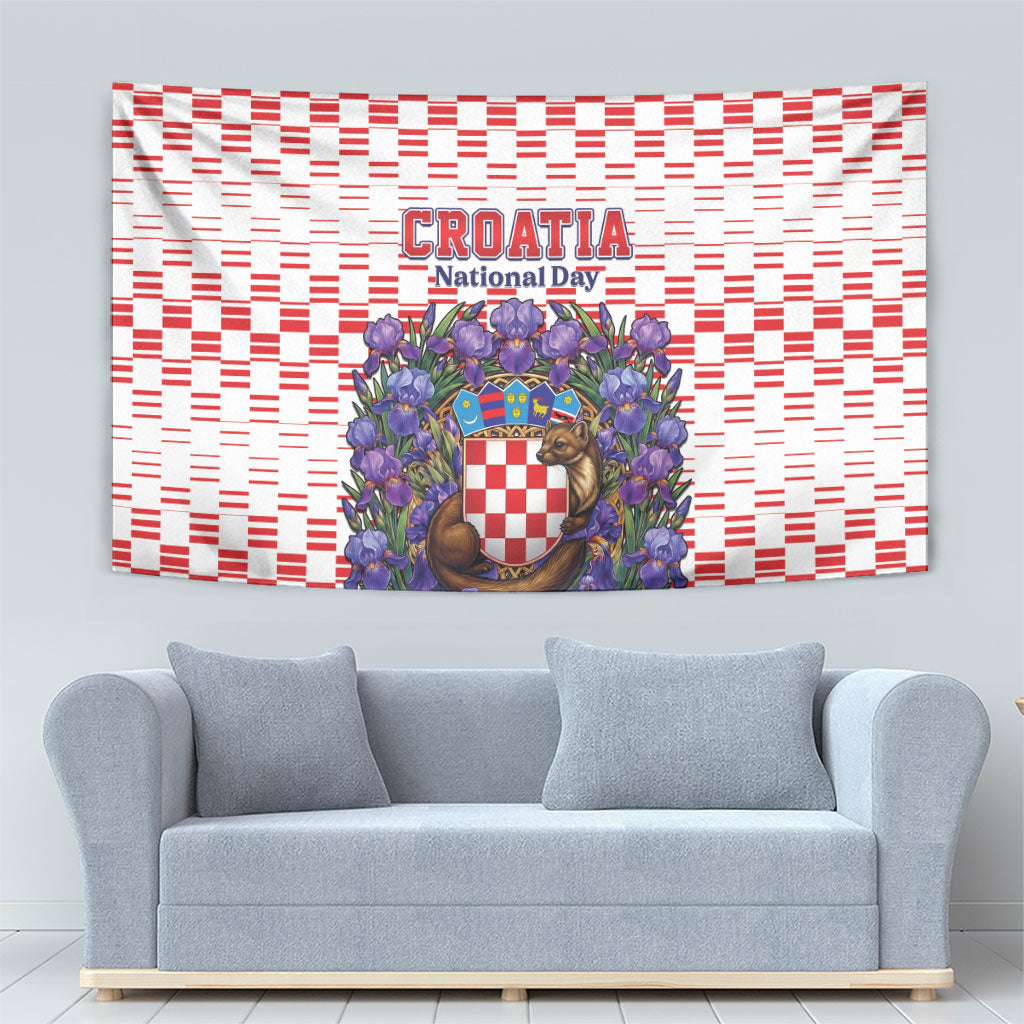 Croatia National Day Tapestry Croatian Kuna Heritage Iris Floral