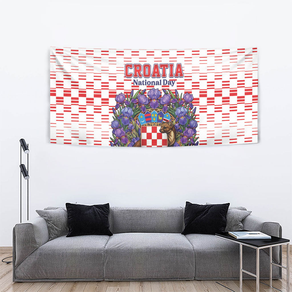 Croatia National Day Tapestry Croatian Kuna Heritage Iris Floral