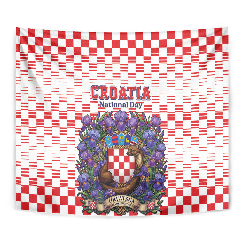 Croatia National Day Tapestry Croatian Kuna Heritage Iris Floral