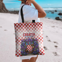 Croatia National Day Tote Bag Croatian Kuna Heritage Iris Floral