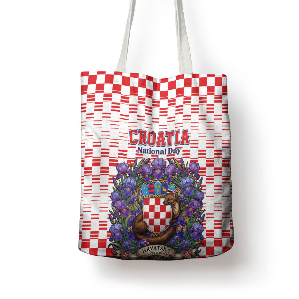 Croatia National Day Tote Bag Croatian Kuna Heritage Iris Floral