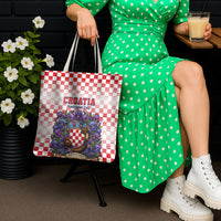 Croatia National Day Tote Bag Croatian Kuna Heritage Iris Floral