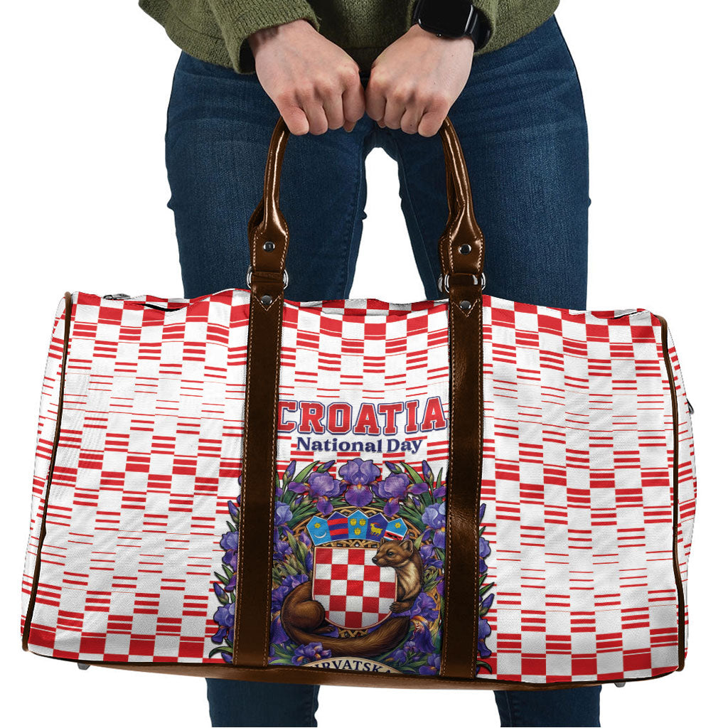 Croatia National Day Travel Bag Croatian Kuna Heritage Iris Floral