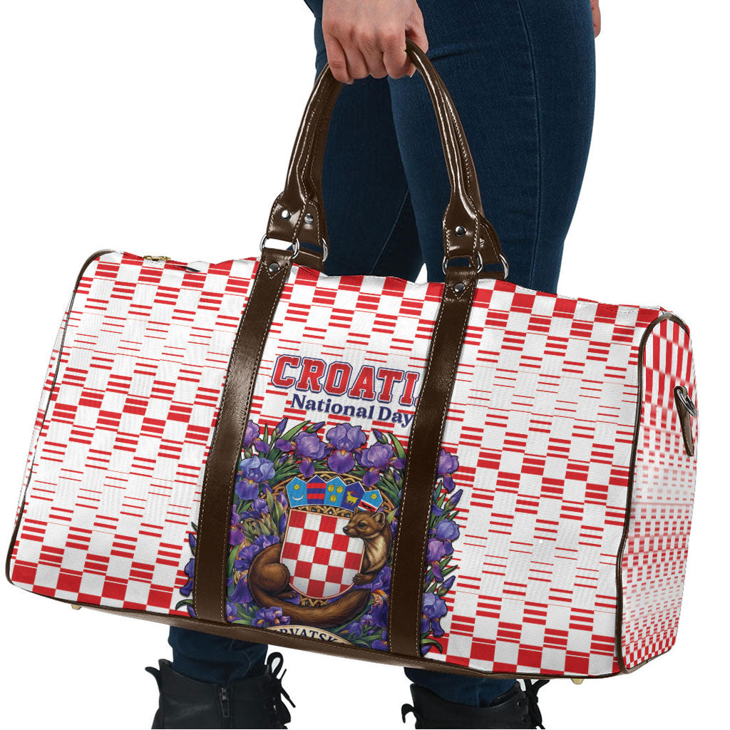 Croatia National Day Travel Bag Croatian Kuna Heritage Iris Floral