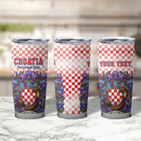 Personalized Croatia National Day Tumbler Cup Croatian Kuna Heritage Iris Floral