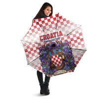 Croatia National Day Umbrella Croatian Kuna Heritage Iris Floral