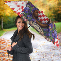 Croatia National Day Umbrella Croatian Kuna Heritage Iris Floral