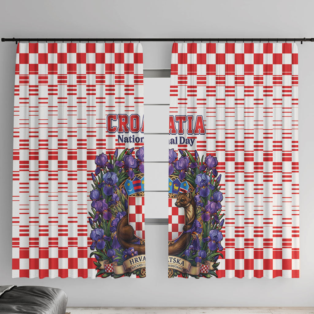 Croatia National Day Window Curtain Croatian Kuna Heritage Iris Floral