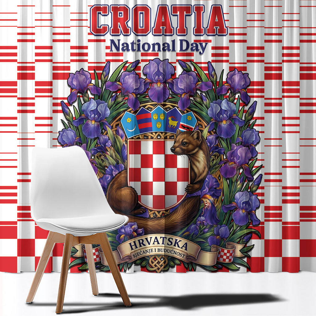 Croatia National Day Window Curtain Croatian Kuna Heritage Iris Floral