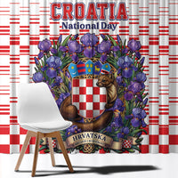Croatia National Day Window Curtain Croatian Kuna Heritage Iris Floral