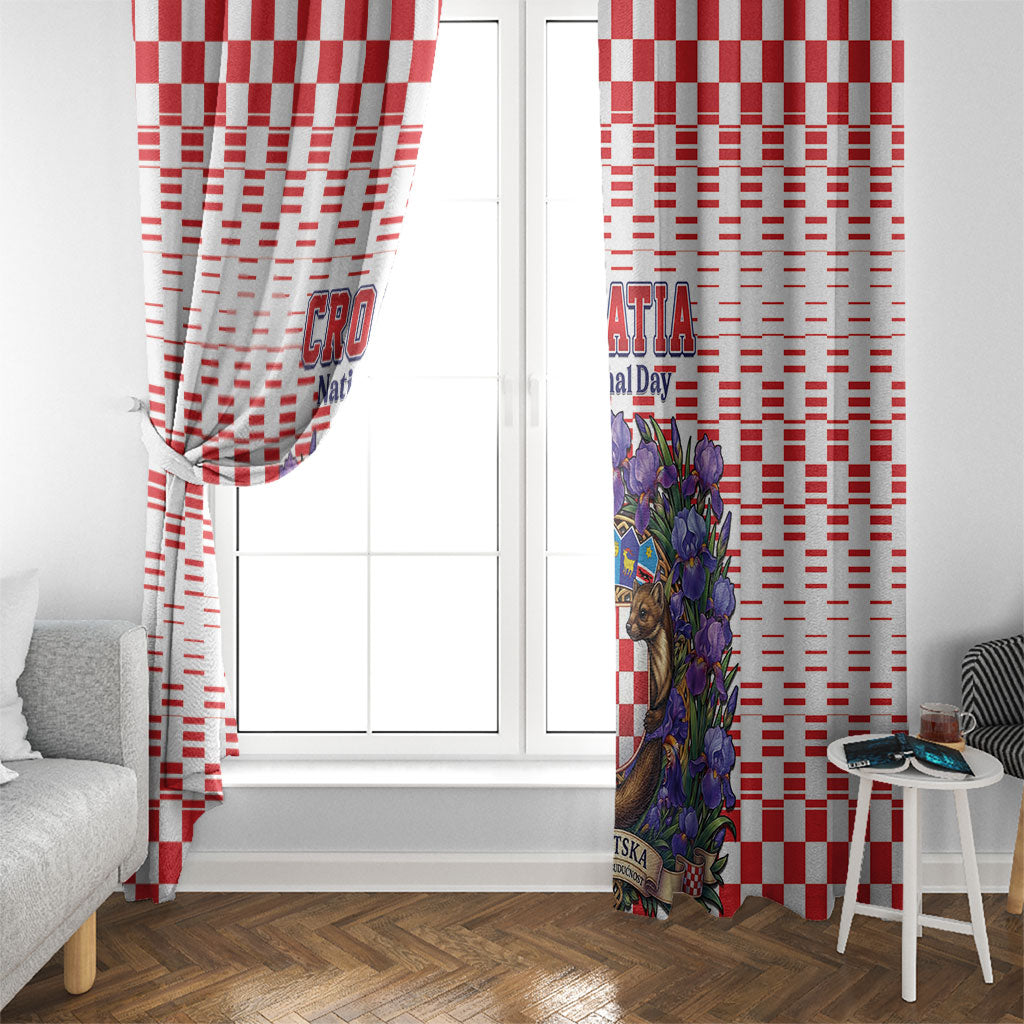Croatia National Day Window Curtain Croatian Kuna Heritage Iris Floral