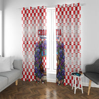 Croatia National Day Window Curtain Croatian Kuna Heritage Iris Floral