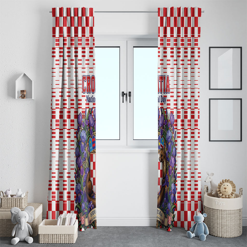 Croatia National Day Window Curtain Croatian Kuna Heritage Iris Floral