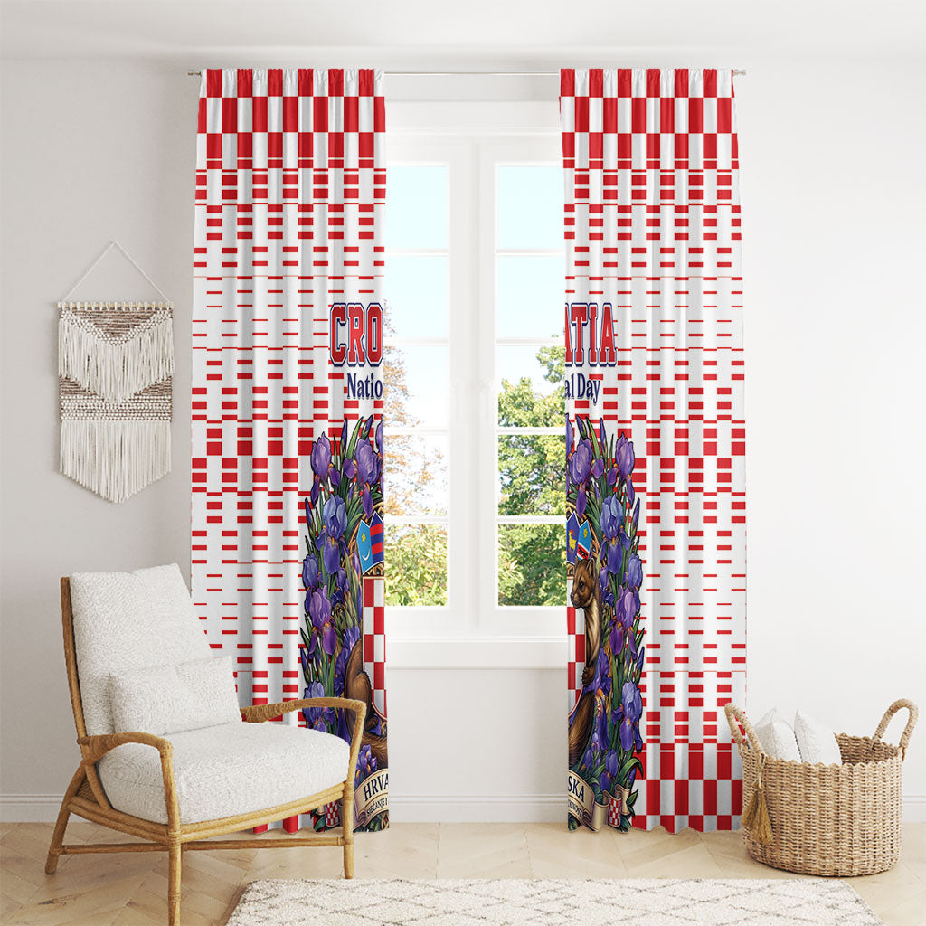 Croatia National Day Window Curtain Croatian Kuna Heritage Iris Floral