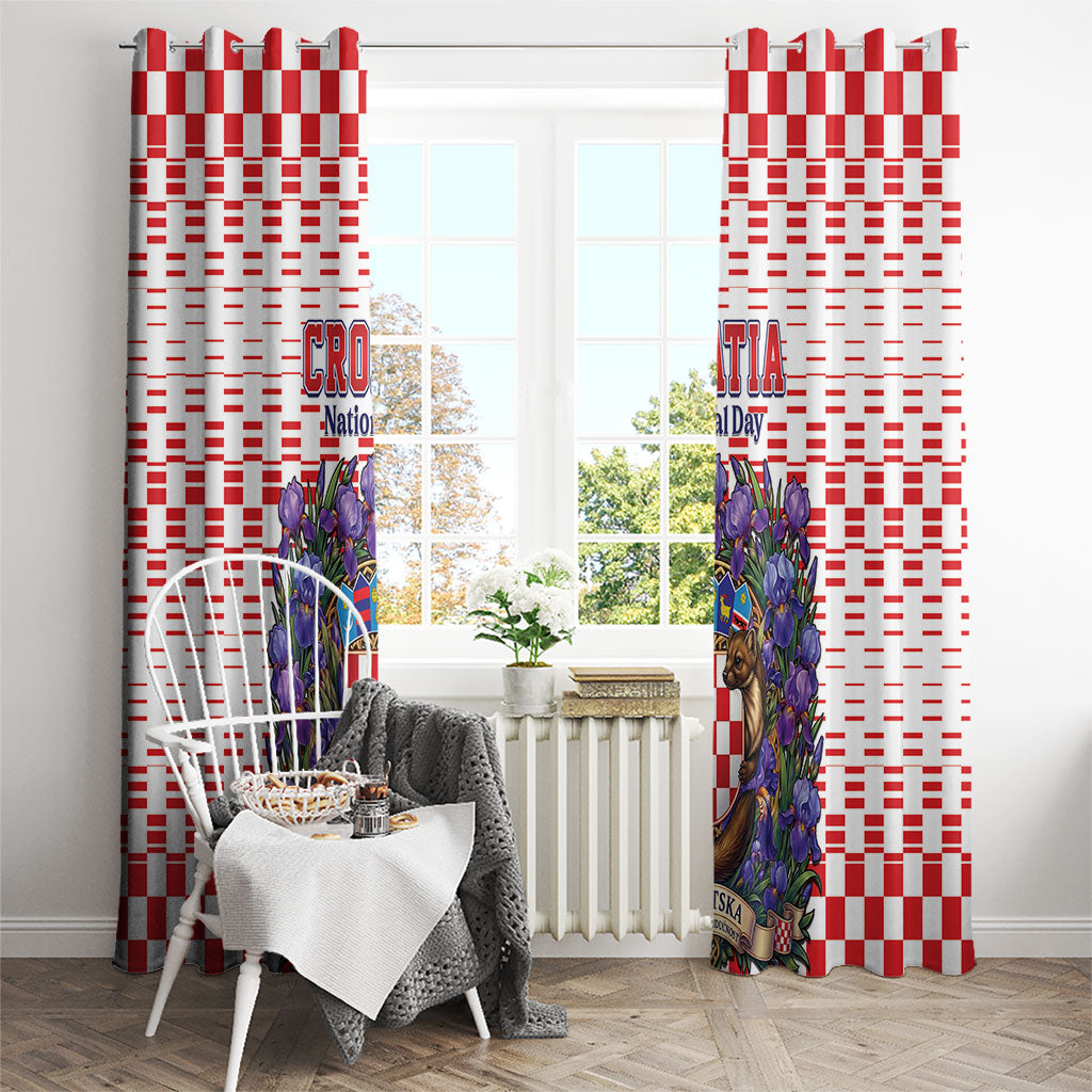 Croatia National Day Window Curtain Croatian Kuna Heritage Iris Floral