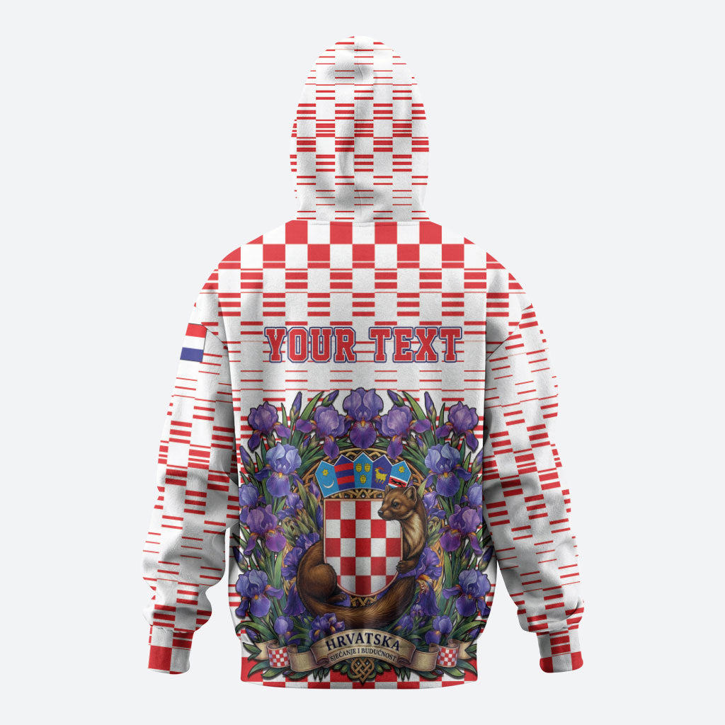 Personalized Croatia National Day Zip Hoodie Croatian Kuna Heritage Iris Floral