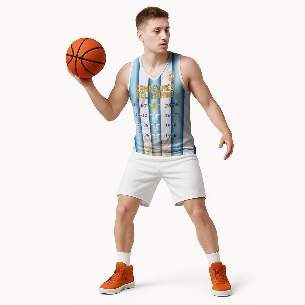 Custom Argentina Campeones Del Mundo 2026 Basketball Jersey Four Star World Champions Glory