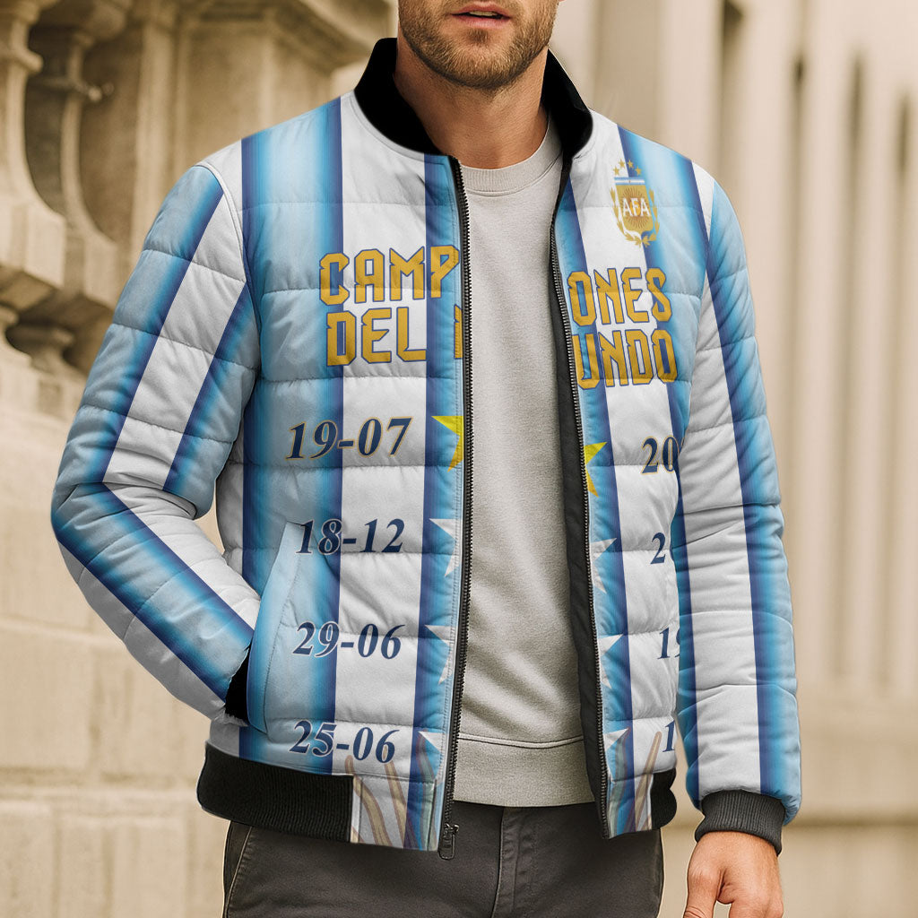 Custom Argentina Campeones Del Mundo 2026 Bomber Puffer Jacket Four Star World Champions Glory
