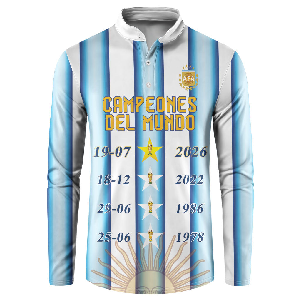 Custom Argentina Campeones Del Mundo 2026 Button Sweatshirt Four Star World Champions Glory